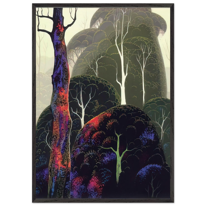 Early Autumn - Eyvind Earle 70x100 cm / 28x40 inches Framed Art Print – Black Wooden Frame