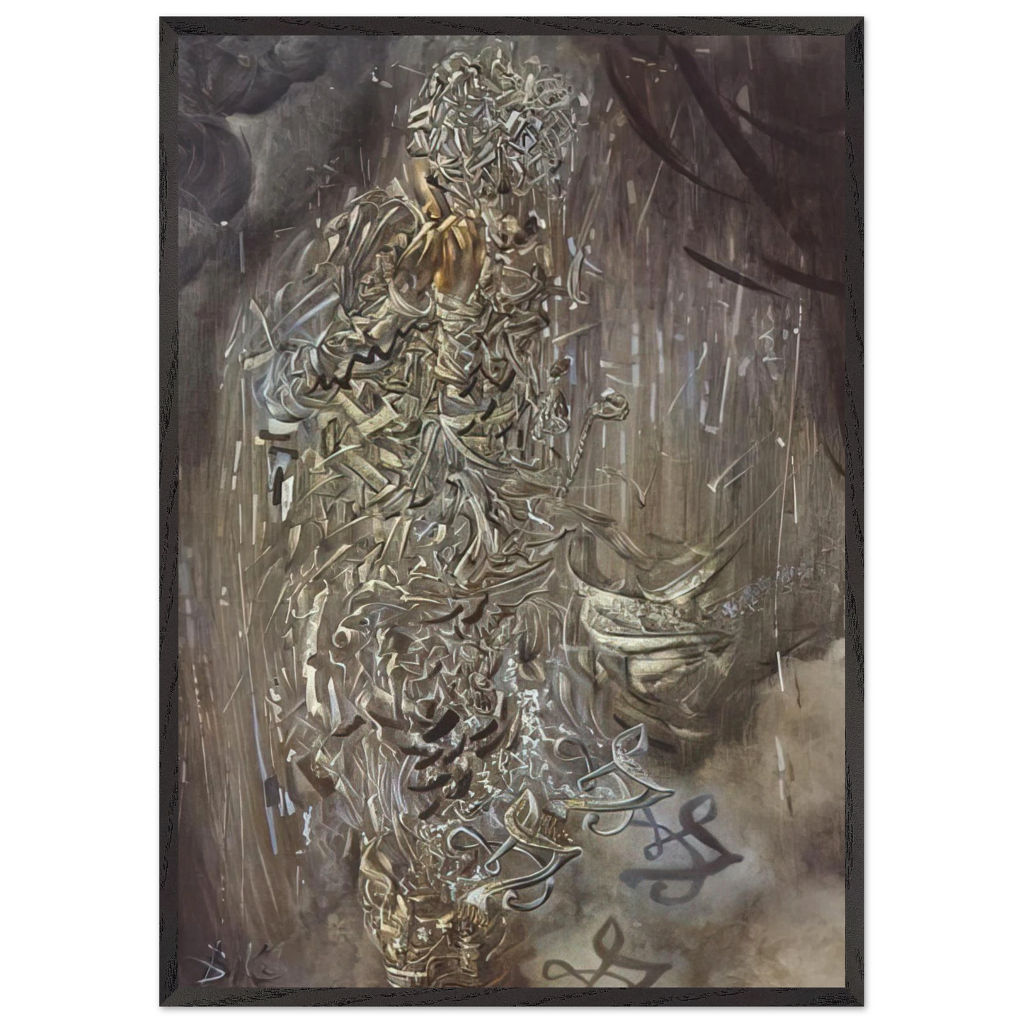 SAINT SURROUNDED BY THREE PI MESONS - Salvador Dali 70x100 cm / 28x40 inches Framed Art Print – Black Wooden Frame