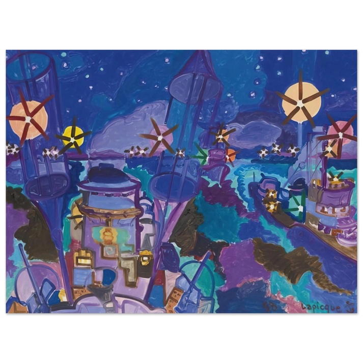 Charles Lapicque - Manœuvres de nuit - 1958 75x100 cm / 30x40inches Fine Art Poster