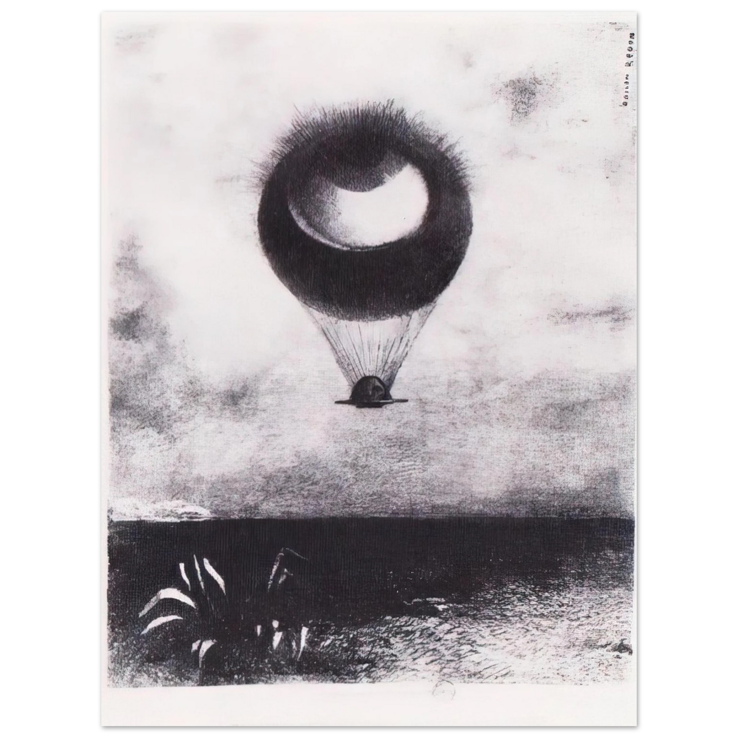 Odilon Redon - THE EYE LIKE A STRANGE BALLOON GOES TO INFINITY 1882 75x100 cm / 30x40inches Fine Art Poster