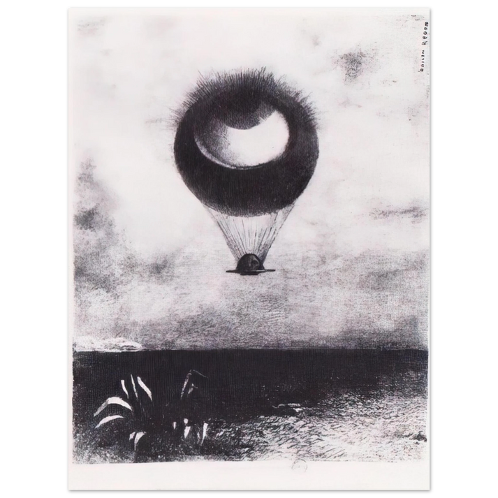 Odilon Redon - THE EYE LIKE A STRANGE BALLOON GOES TO INFINITY 1882 75x100 cm / 30x40inches Fine Art Poster
