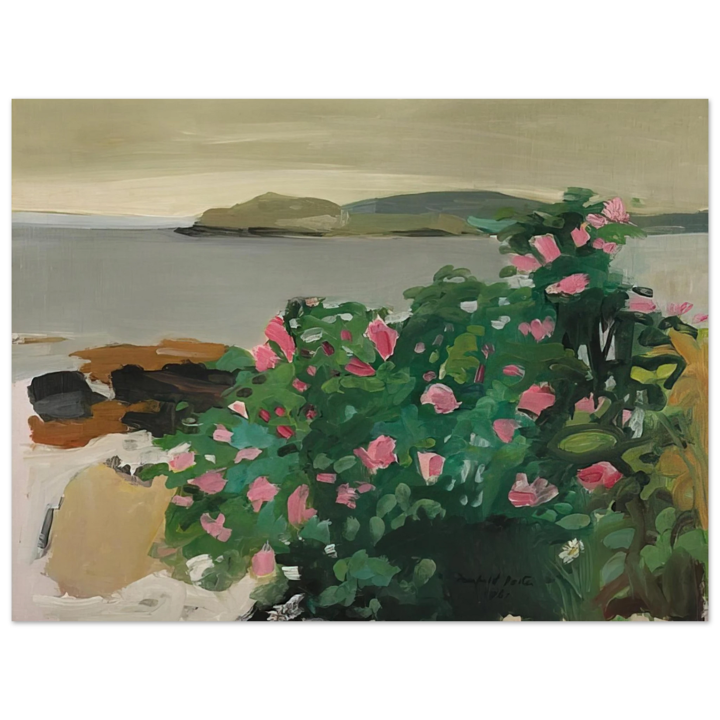 Fairfield Porter - WILD ROSES 1961 75x100 cm / 30x40inches Fine Art Poster
