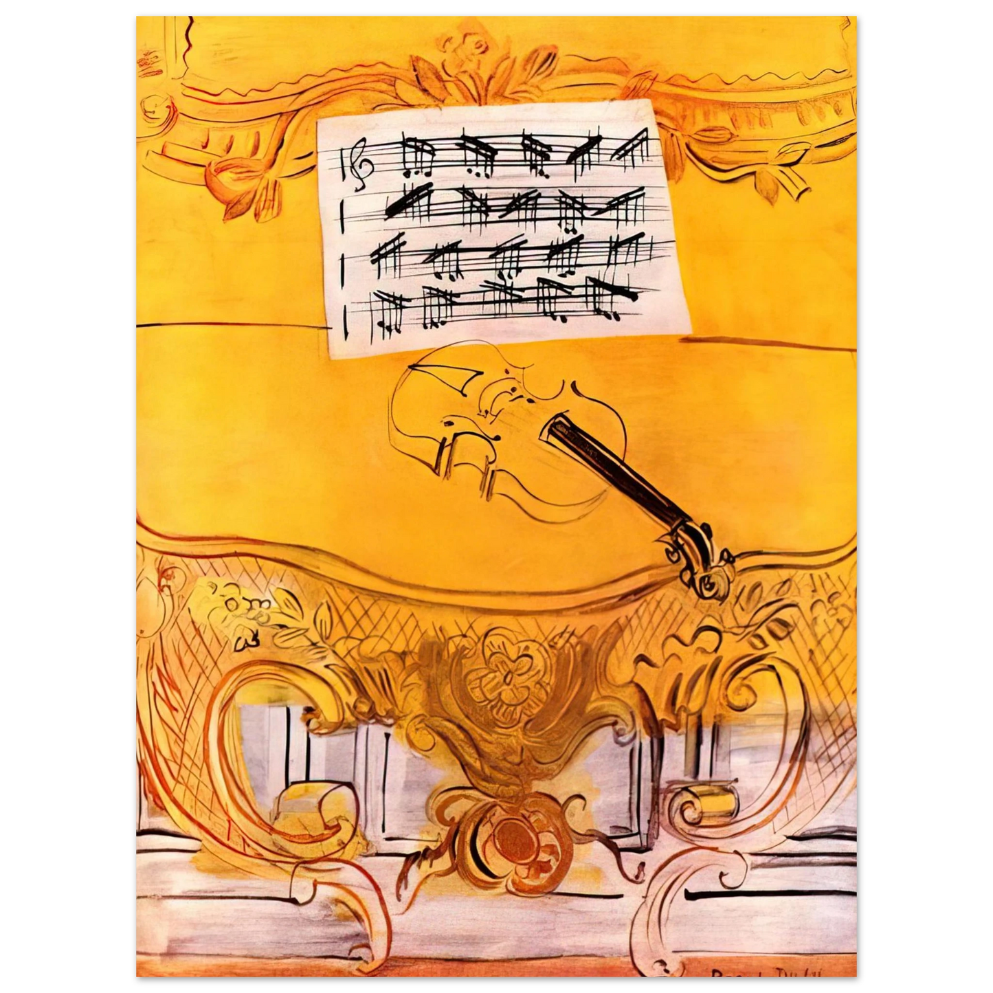 Raoul Dufy - THE YELLOW CONSOLE WITH A VIOLIN 1949 75x100 cm / 30x40inches Fine Art Poster