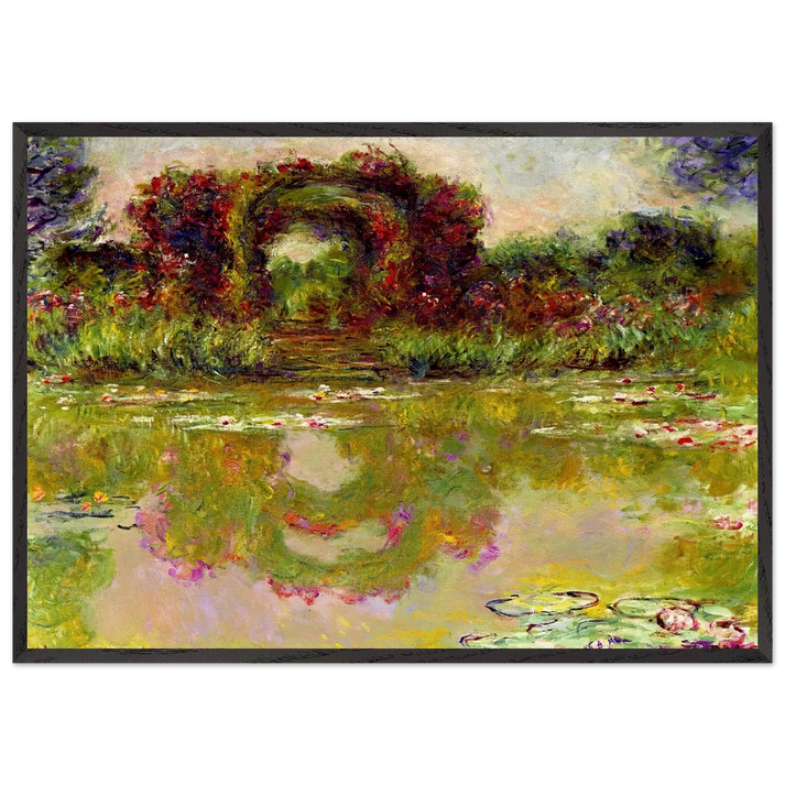 Rose Arches at Giverny - claude monet 70x100 cm / 28x40 inches Framed Art Print – Black Wooden Frame