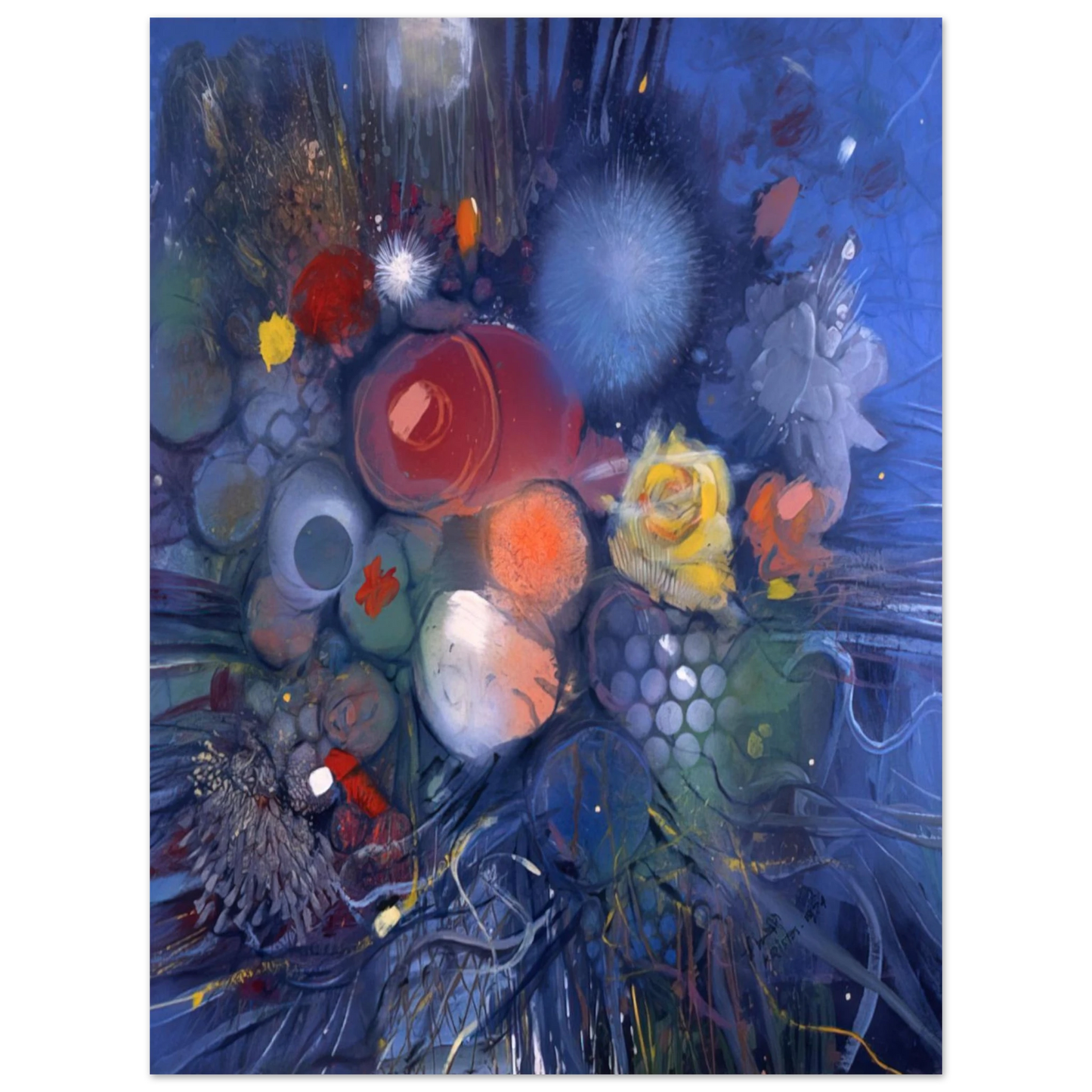 Gebre Kristos Desta - Flowers No. 3 - 1974 75x100 cm / 30x40inches Fine Art Poster