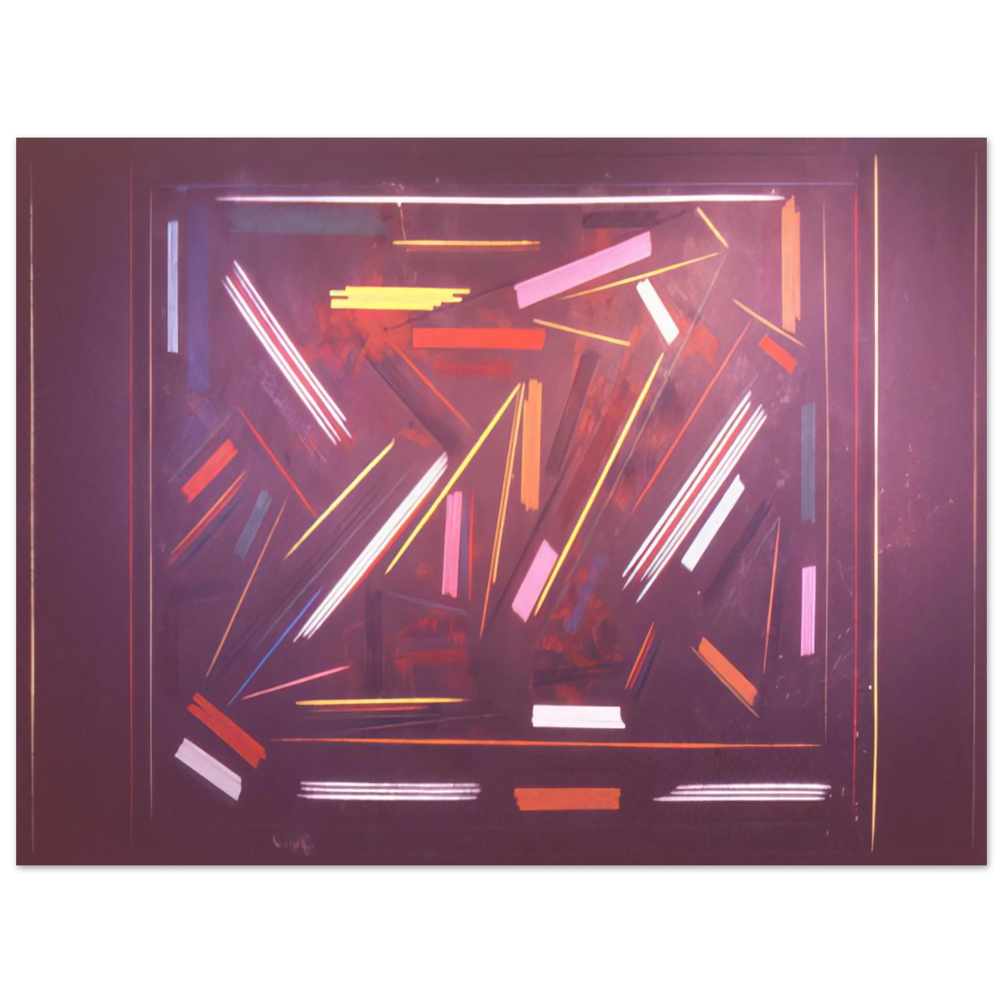 Ronnie Landfield - Brown Line Painting - 1968 75x100 cm / 30x40inches Fine Art Poster
