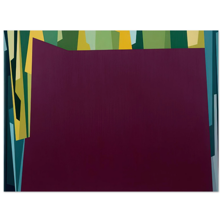 Karl Benjamin - Interlocking Forms Big Magenta With Green - 1959 75x100 cm / 30x40inches Fine Art Poster
