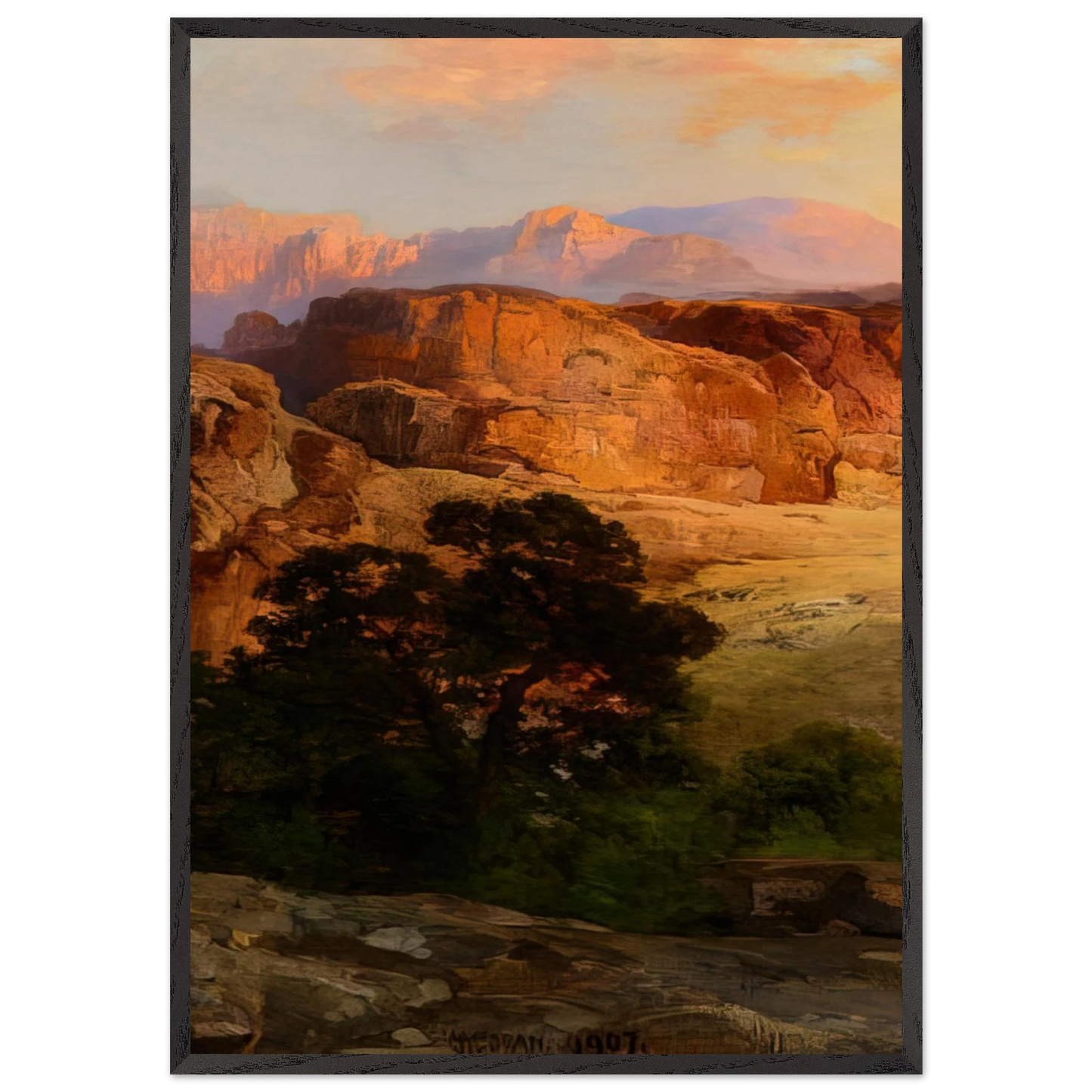 A Water Pocket Northern Arizona - Thomas Moran 70x100 cm / 28x40 inches Framed Art Print – Black Wooden Frame