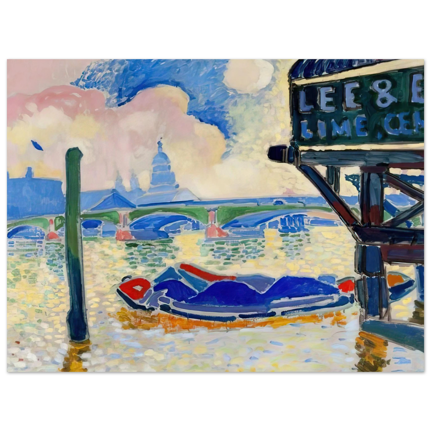 Andre Derain - BARGES ON THE THAMES 1906 0 75x100 cm / 30x40inches Fine Art Poster