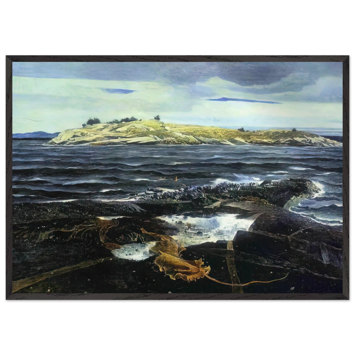 LITTLE CALDWELLS ISLAND - Andrew Wyeth 70x100 cm / 28x40 inches Framed Art Print – Black Wooden Frame