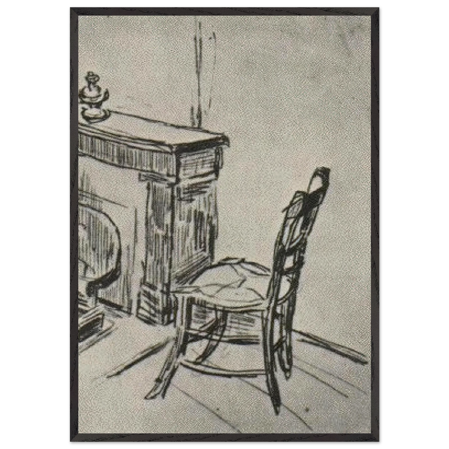 Chair near the Stove - Vincent van Gogh 70x100 cm / 28x40 inches Framed Art Print – Black Wooden Frame