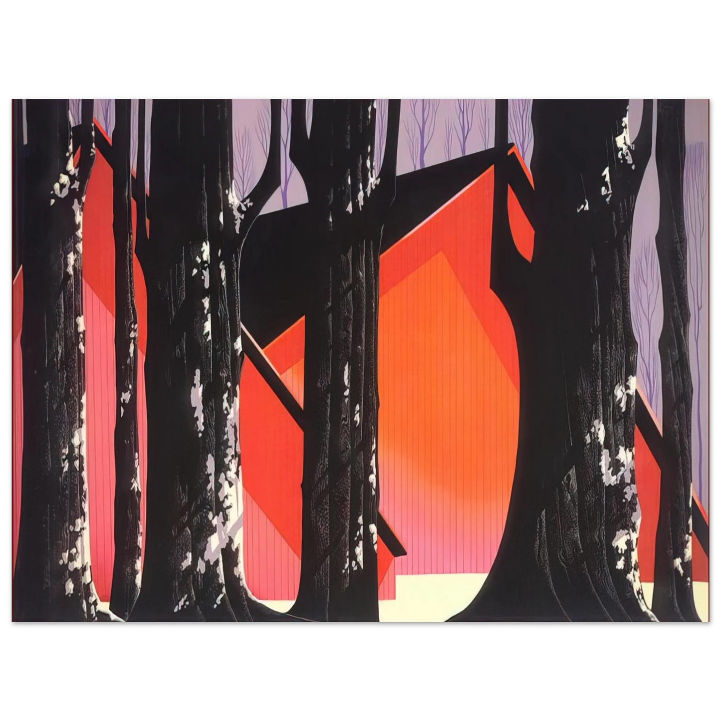 Eyvind Earle - Winter Barnyard 75x100 cm / 30x40inches Fine Art Poster