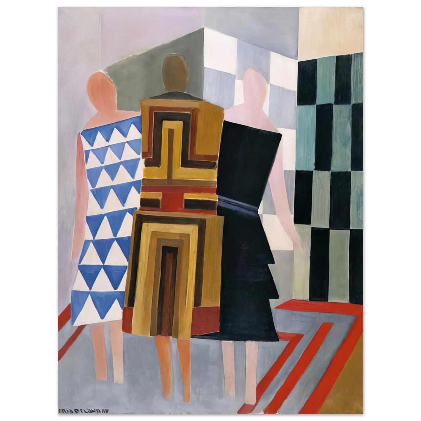 Sonia Delaunay - SIMULTANEOUS DRESSES THREE WOMEN FORMS COLOURS 1925 75x100 cm / 30x40inches Fine Art Poster