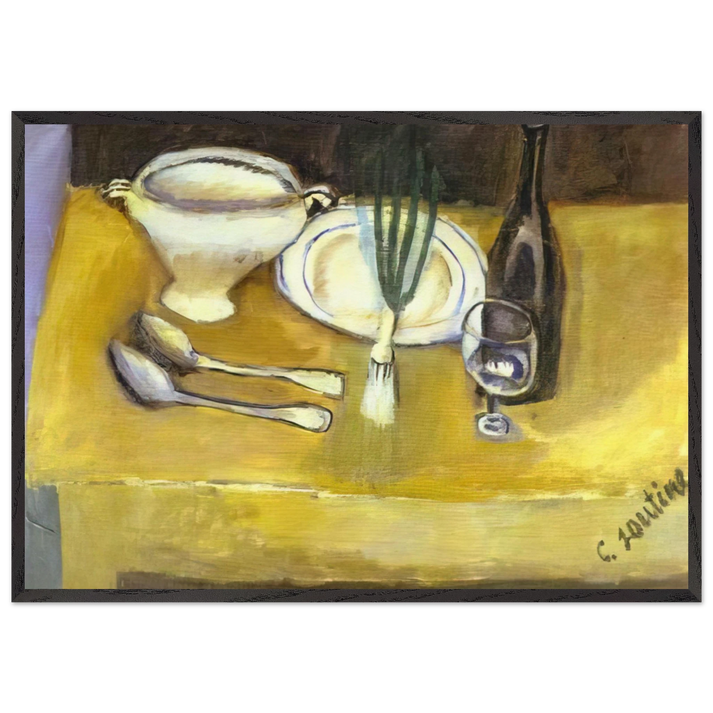 STILL LIFE WITH SOUP TUREEN - Chaim Soutine 70x100 cm / 28x40 inches Framed Art Print – Black Wooden Frame