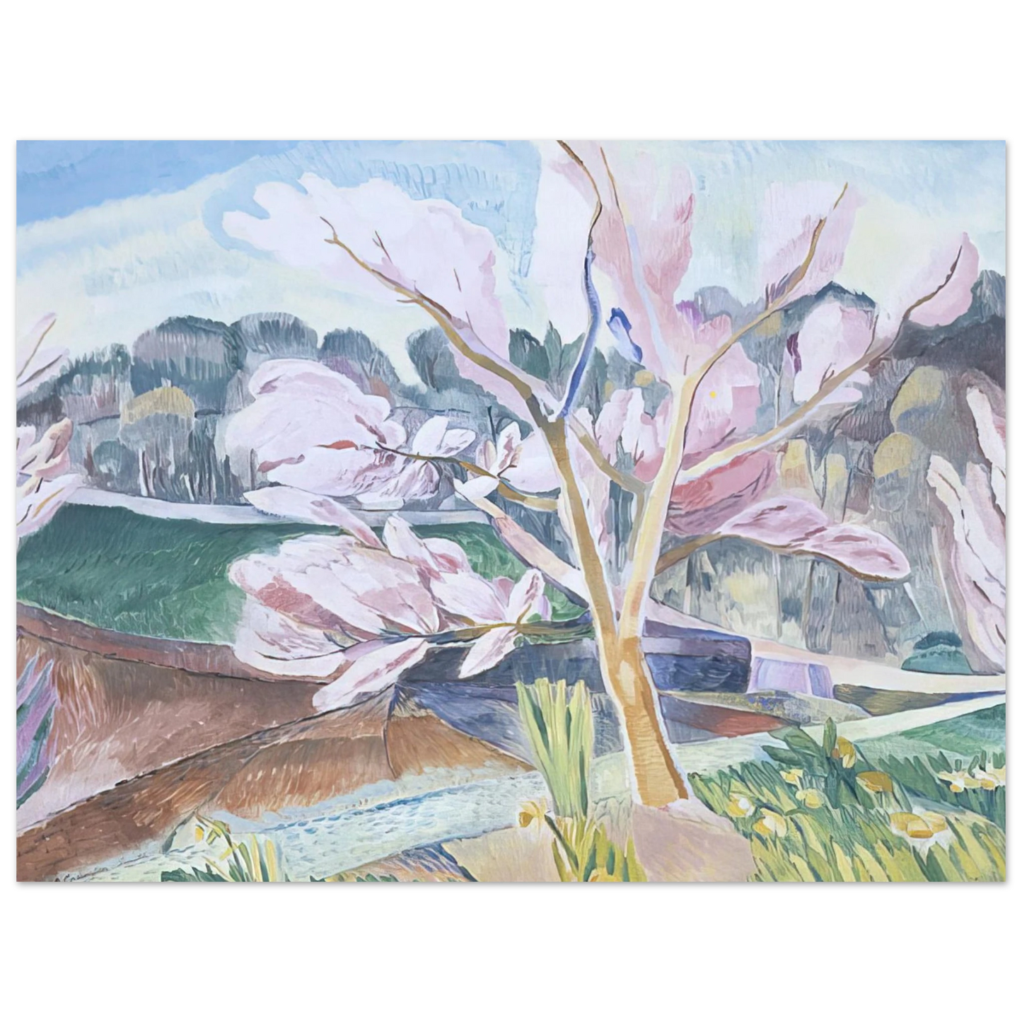 Grace Cossington Smith - Landscape with flowering peach - 1932 75x100 cm / 30x40inches Fine Art Poster