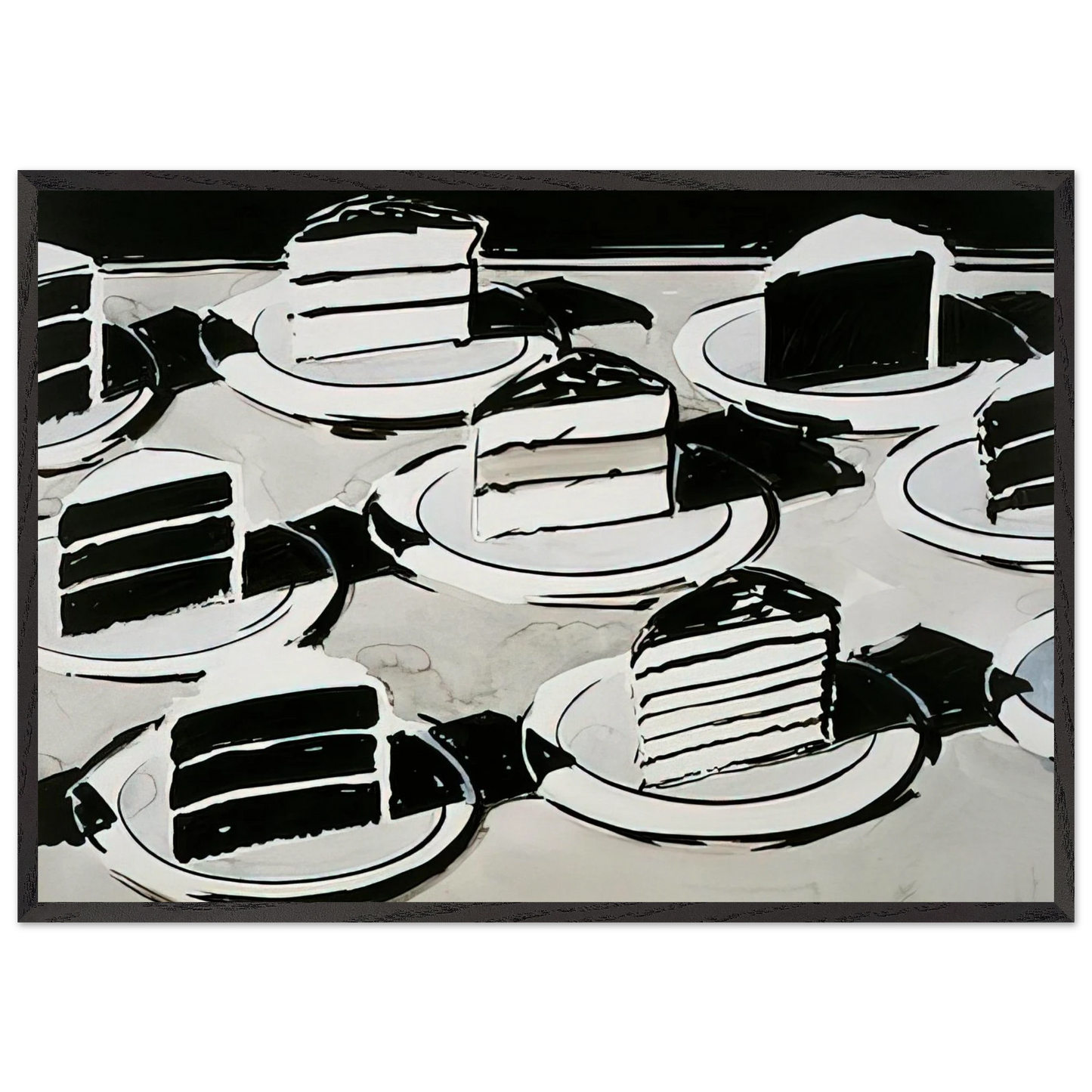 Cake Slices - 1963 - Wayne Thiebaud 70x100 cm / 28x40 inches Framed Art Print – Black Wooden Frame
