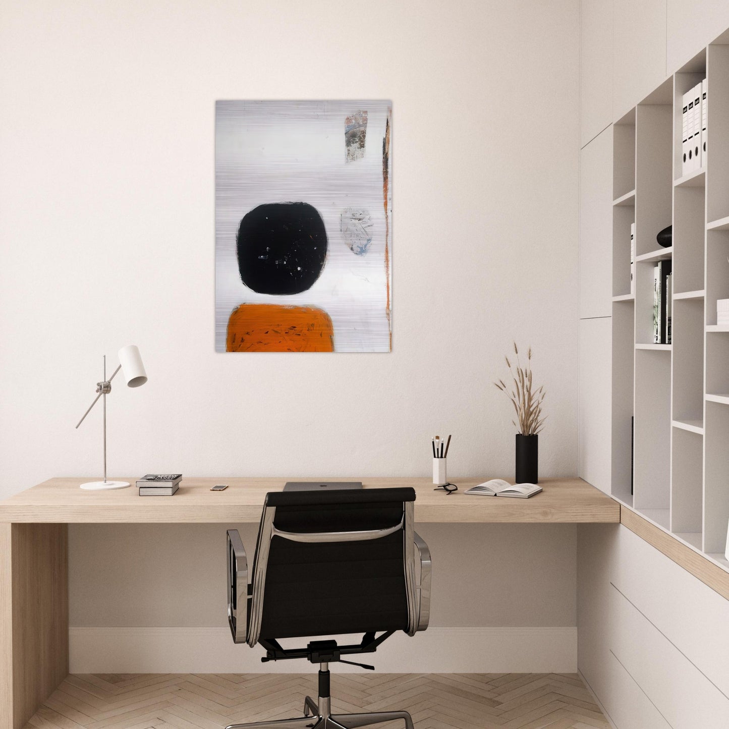 Orange, Black and White - 1960 - William Scott Brushed Aluminum Print - 70x100 cm / 28x40 inches | William Scott Aluminum Print | William Scott Prints