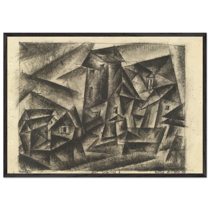 THE VILLAGE OF LEGEFELD I DORF LEGEFELD I 1916 - Lyonel Feininger 70x100 cm / 28x40 inches Framed Art Print – Black Wooden Frame