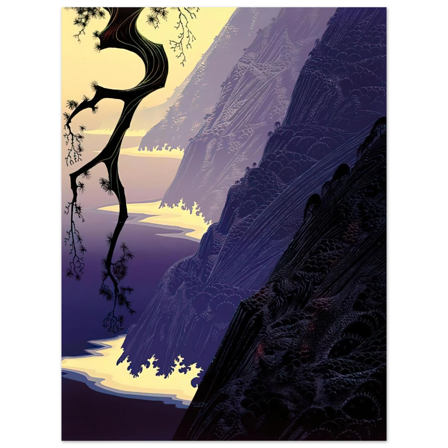 Eyvind Earle - Purple Mist 75x100 cm / 30x40inches Fine Art Poster