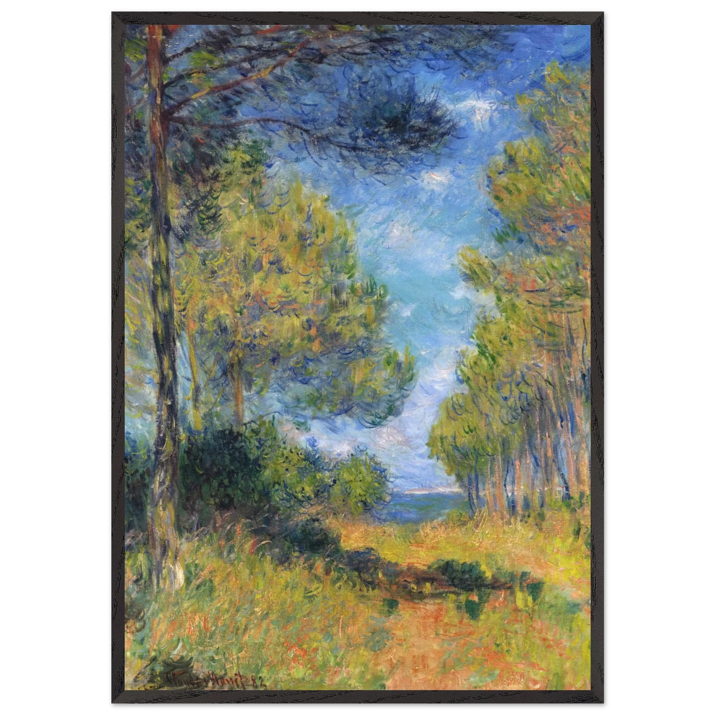 Path at Varengeville - claude monet 70x100 cm / 28x40 inches Framed Art Print – Black Wooden Frame
