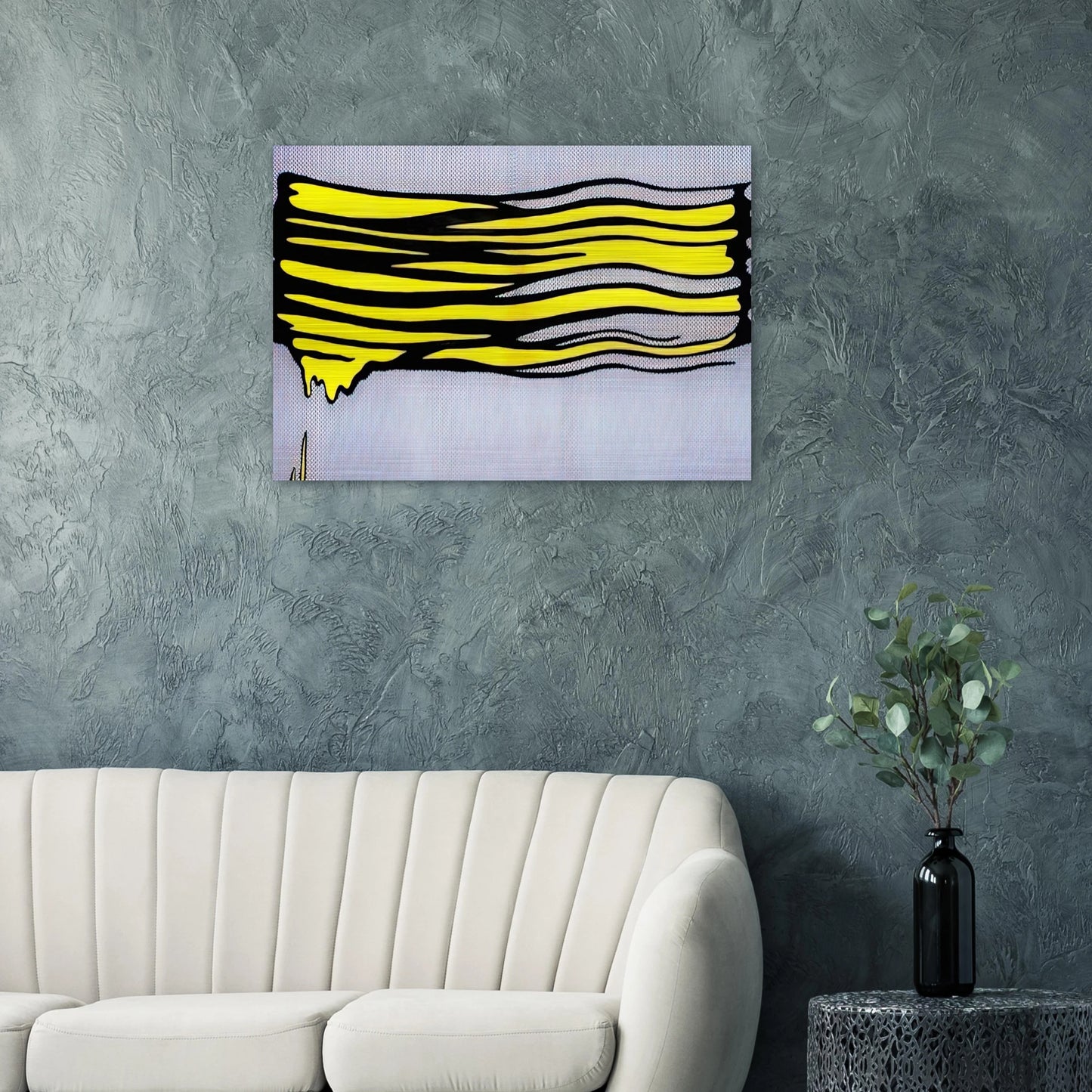 YELLOW BRUSHSTROKE II 1965 - Roy Lichtenstein Brushed Aluminum Print - 70x100 cm / 28x40 inches | Roy Lichtenstein Aluminum Print | Roy Lichtenstein Prints