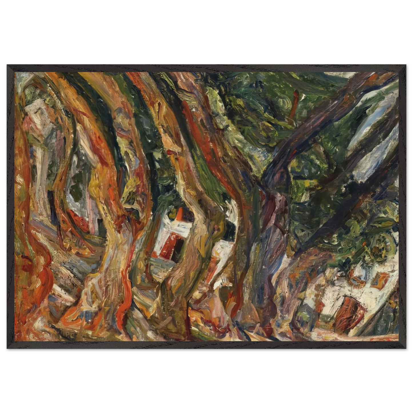 PLANE TREES AT CERET 1920 0 - Chaim Soutine 70x100 cm / 28x40 inches Framed Art Print – Black Wooden Frame