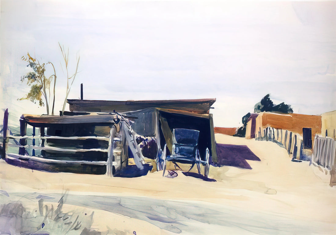 11 AM by Edward Hopper: A Masterpiece of American Solitude and Light - Adobes and Shed, New Mexico by Edward Hopper