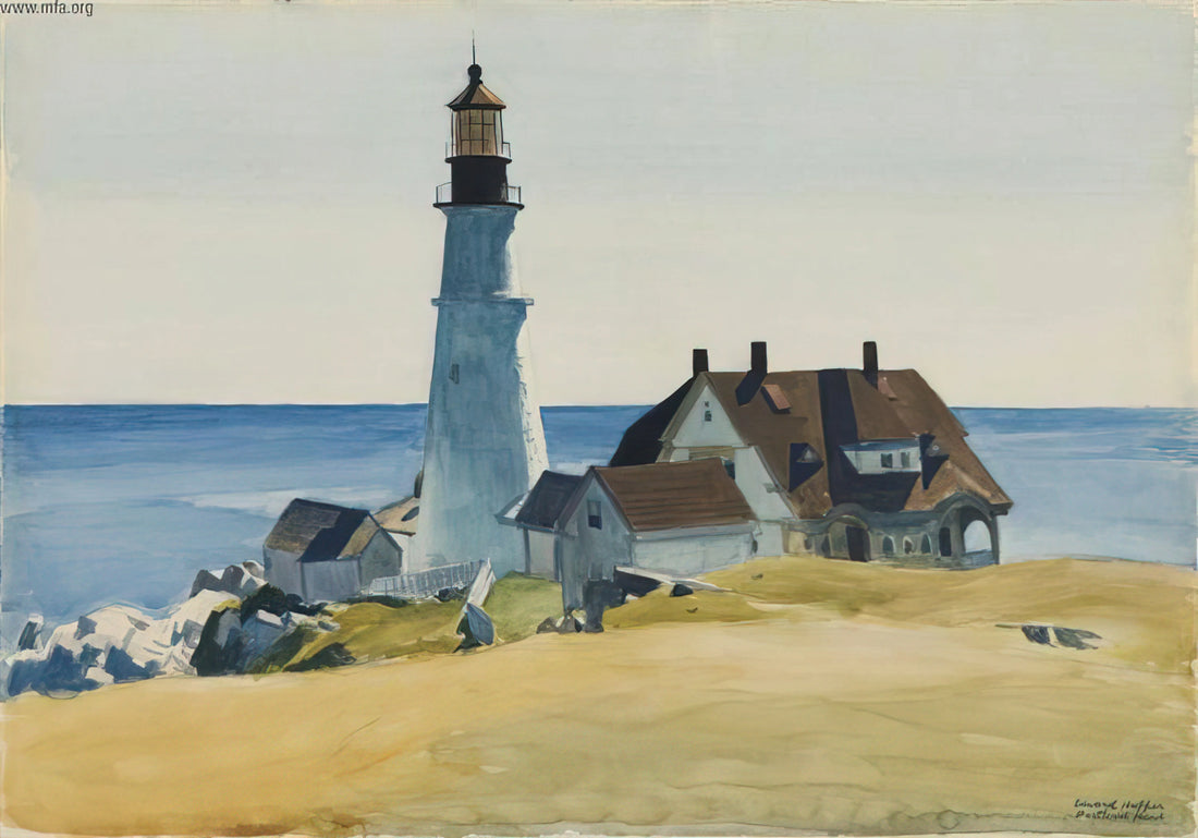 Banksy Nighthawks: Deconstructing the Street Artist's Homage to Hopper - Lighthouse and Buildings, Portland Head, Cape Elizabeth, Maine by Edward Hopper