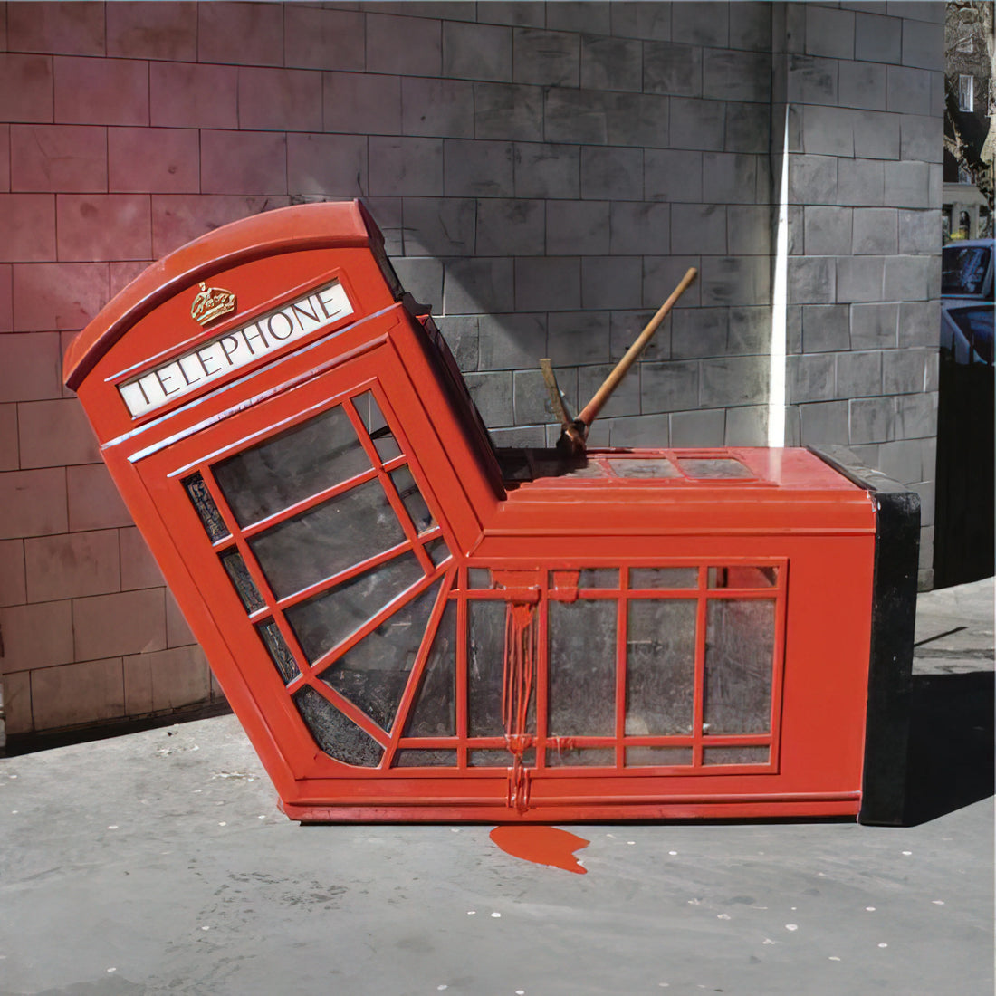 Banksy Style Wall Art: Decoding the Aesthetic of Anonymous Street Protest - VANDALISED PHONE BOX 2005 by Banksy