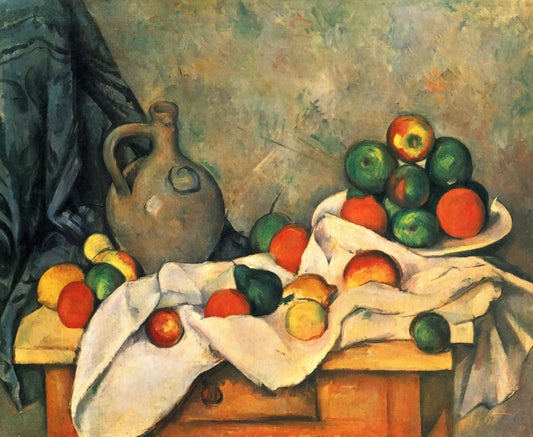 Bather Cezanne: Paul Cézanne's Revolutionary Nudes and Their Lasting Legacy - Curtain, Jug and Fruit by Paul Cézanne