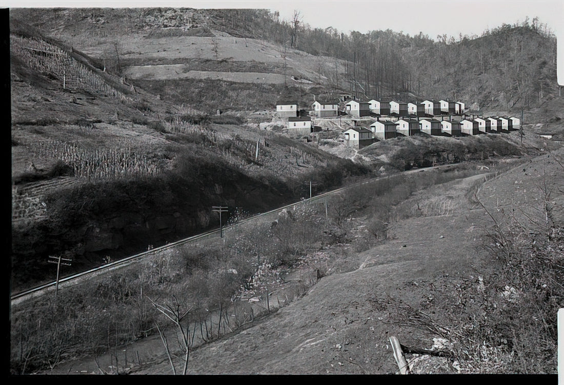 Ben Shahn Brushed Aluminum Print: A Modernist Masterpiece in Metal - COAL COMPANY TOWN IN JENKINS 1935 by Ben Shahn