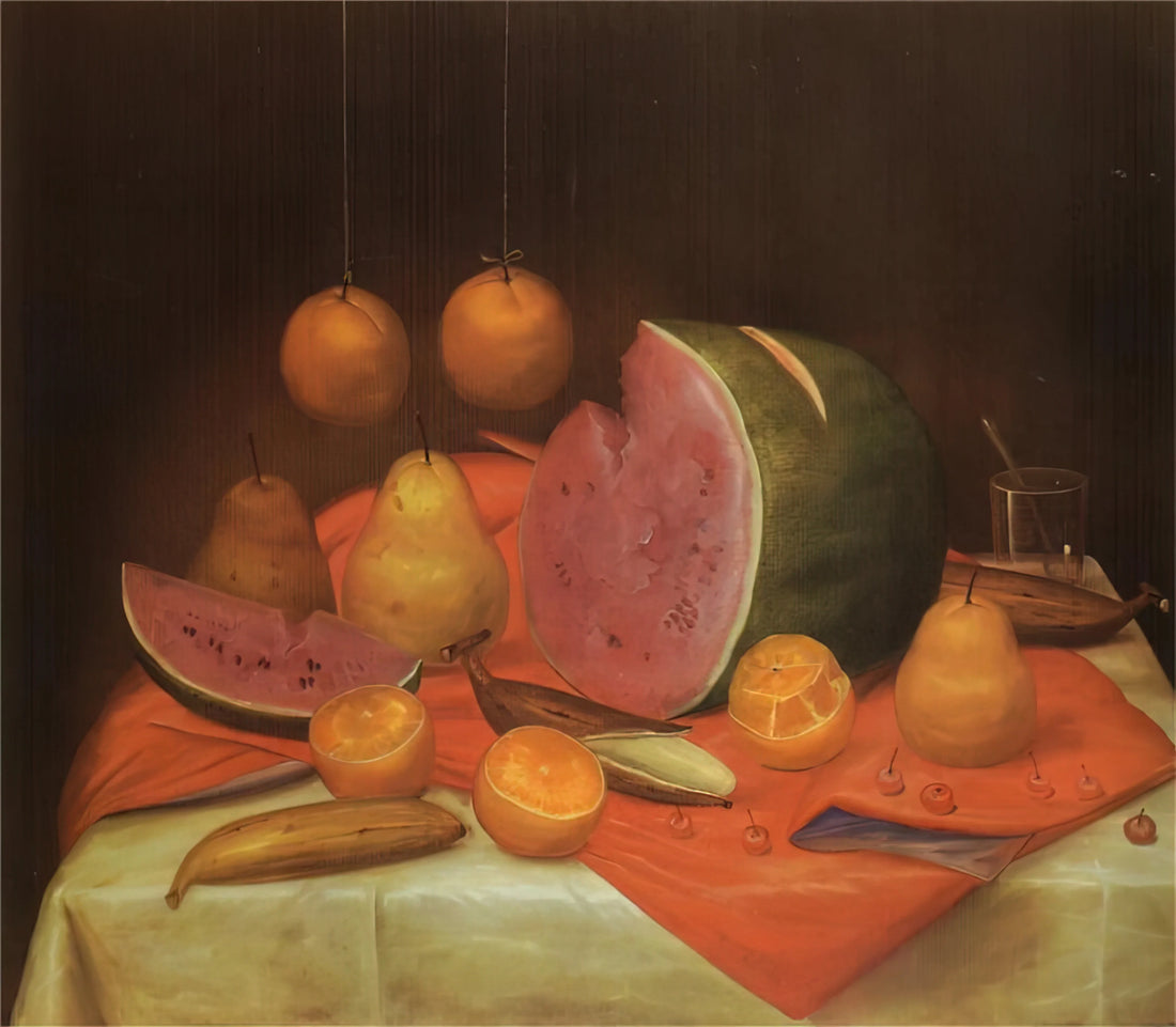 Botero Reproductions: The Definitive Guide to Collecting Museum-Quality Prints - STILL LIFE WITH WATERMELON by Fernando Botero