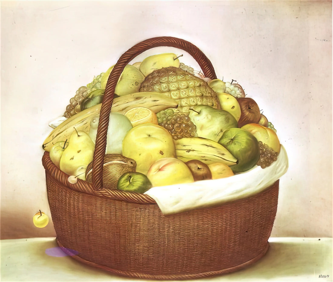 Botero's Mona Lisa Print: A Playful Reinterpretation of a Renaissance Icon - FRUIT BASKET by Fernando Botero