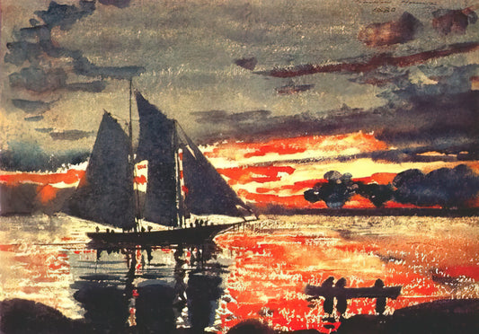 Breezing Up by Winslow Homer: An American Masterpiece of Maritime Art - SUNSET FIRES by Winslow Homer
