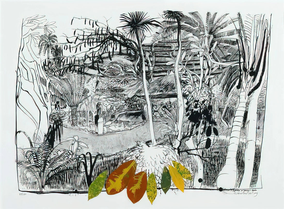 Brett Whiteley Framed Art Print: A Collector's Guide to the Australian Master's Legacy - The Garden in Sanur - Bali - 1980 by Brett Whiteley