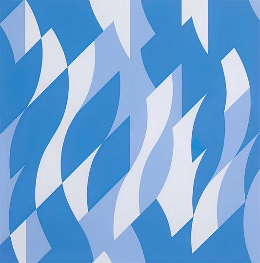 Bridget Riley's The Fall: A Masterpiece of Op Art and Visual Perception - TWO BLUES 2003 by Bridget Riley