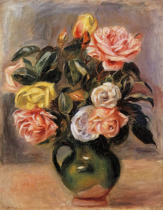 By the Seashore by Renoir: A Masterpiece of Impressionist Grace - Bouquet of Roses by Pierre-Auguste Renoir