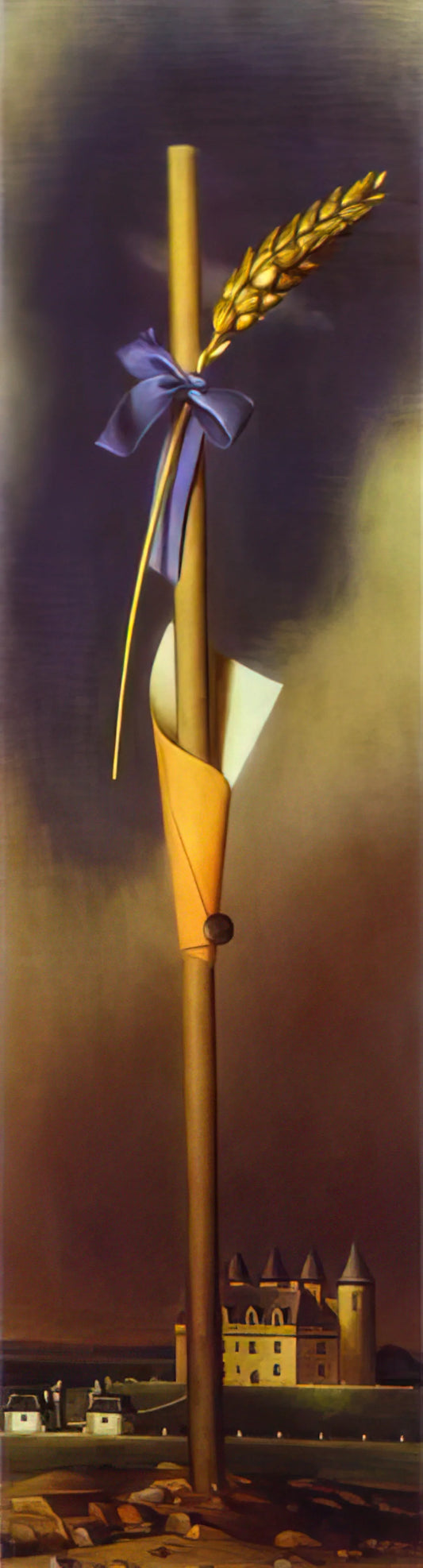 Dali Tiger Painting: Decoding the Surrealist Master's Feline Symbolism - BLUE KNOT AND EAR OF WHEAT NEXT TO THE CASTLE by Salvador Dali