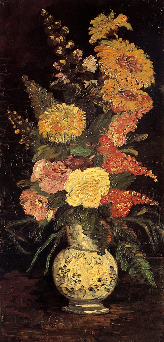 Dear Theo: The Intimate Letters of Vincent van Gogh and Their Artistic Legacy - Vase with Asters, Salvia and Other Flowers by Vincent van Gogh