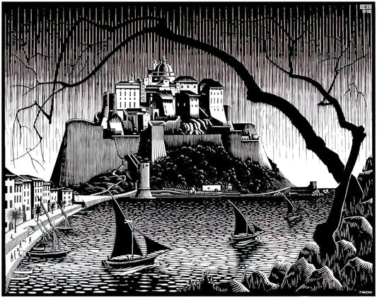 Decoding MC Escher Original Artwork Price: A Collector's Guide - CITADEL OF CALVI CORSICA by MC Escher