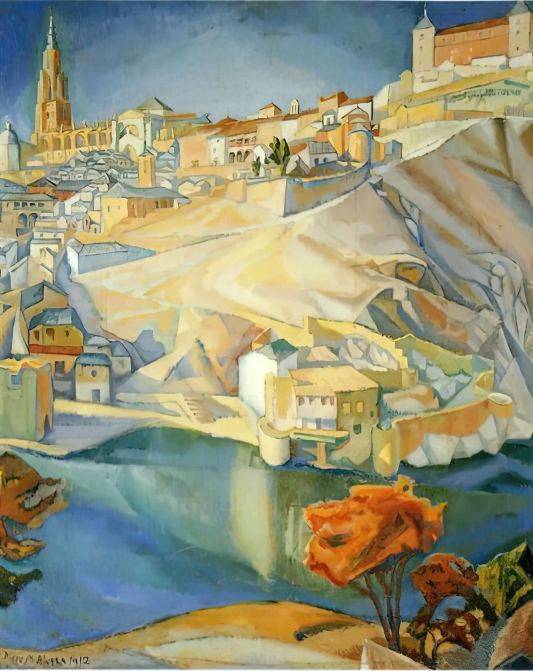 Diego Rivera Mercado de Flores: The Flower Market as Social Canvas - VIEW OF TOLEDO 1912 by Diego Rivera
