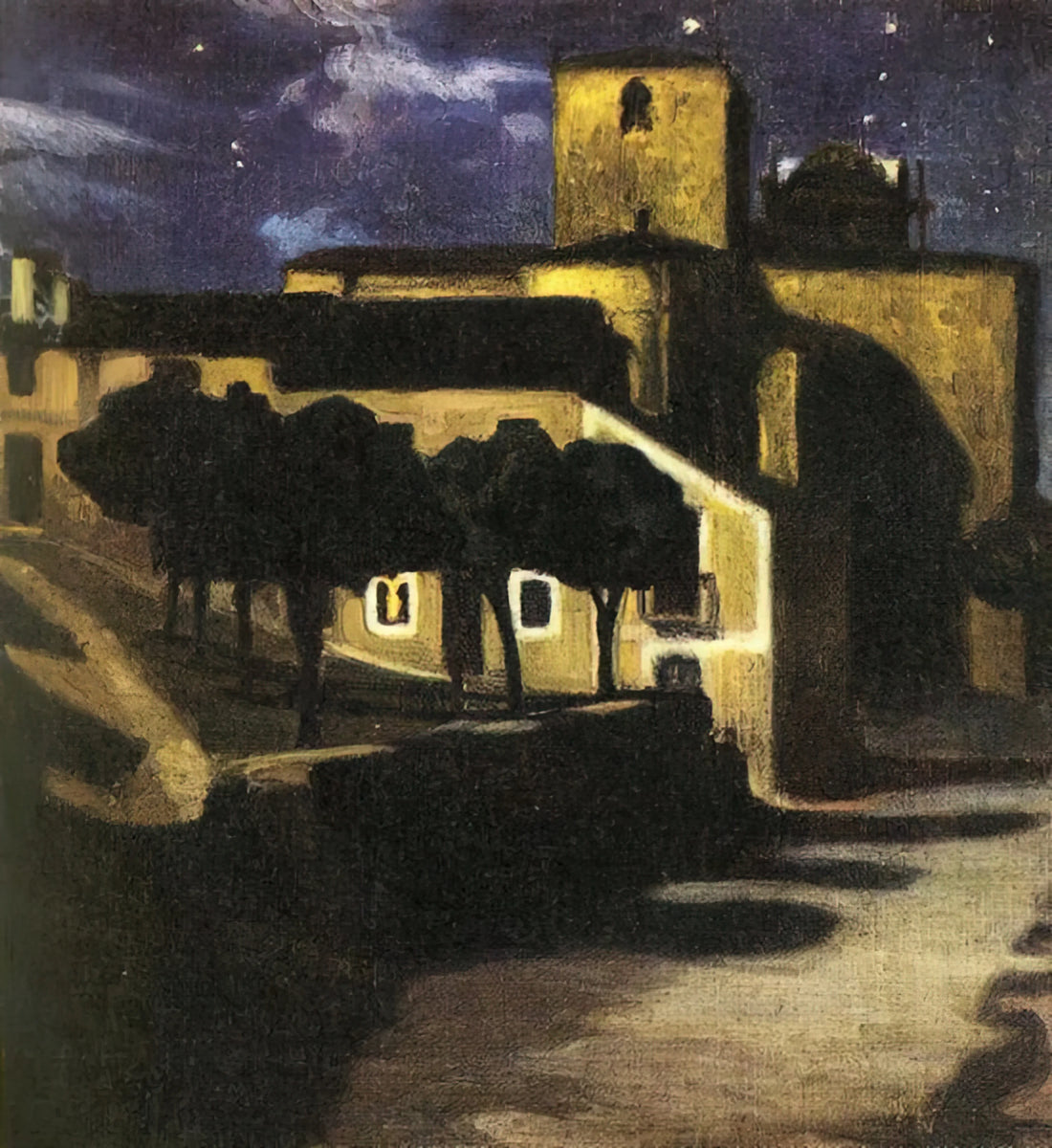 Diego Rivera's Tenochtitlán: A Revolutionary Vision of Aztec Civilization - NIGHT SCENE IN AVILA 1907 by Diego Rivera