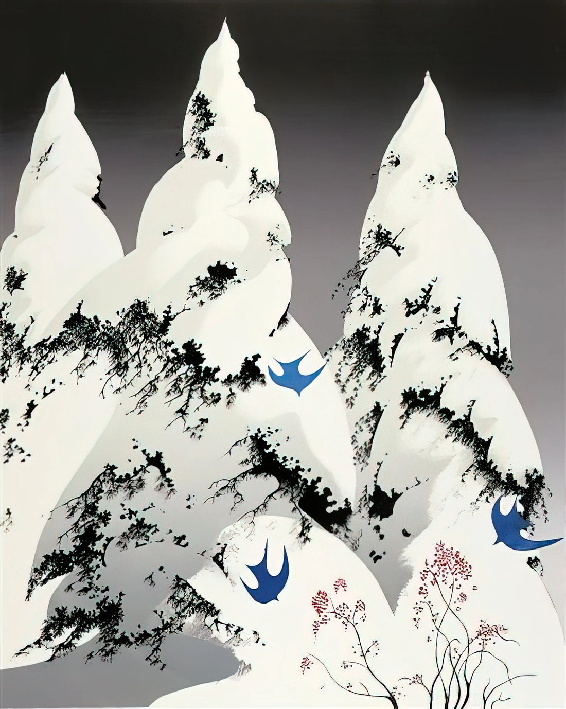 Eyvind Earle Concept Art: The Visionary Behind Disney's Stylized Landscapes - Winter Pine by Eyvind Earle
