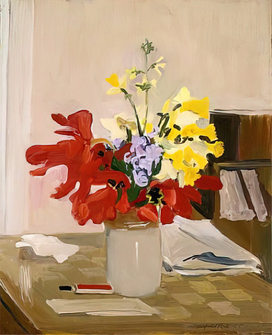 Fairfield Porter Art Prints: Capturing the Intimate Realism of American Life - ANEMONE AND DAFFODIL 1965 by Fairfield Porter