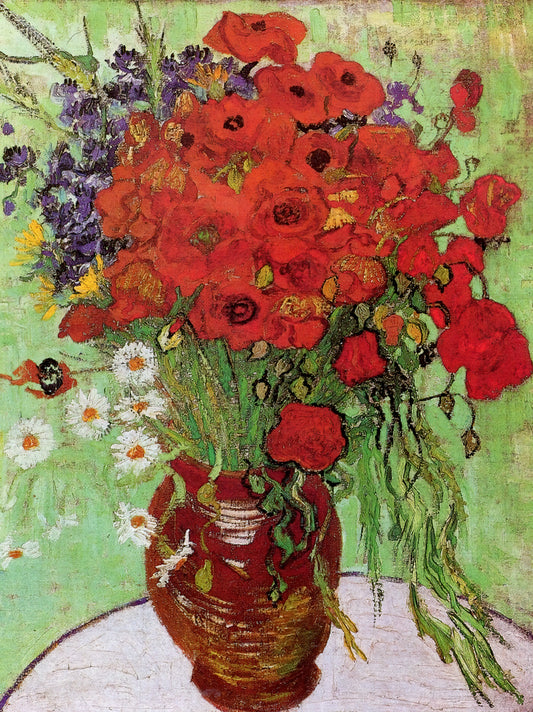 Famous Night Paintings: A Curator's Guide to Nocturnal Masterpieces - Red Poppies and Daisies by Vincent van Gogh