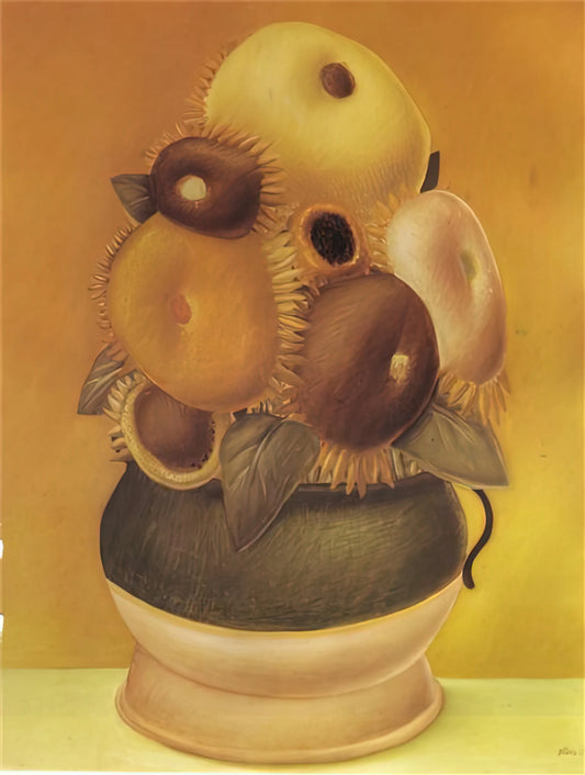 Fernando Botero Prints for Sale: A Collector's Guide to Acquiring His Iconic Art - SUNFLOWERS by Fernando Botero