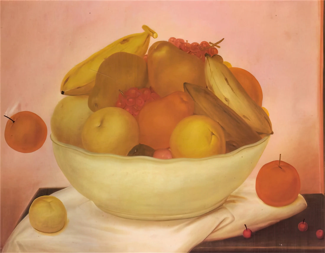 Fernando Botero Sculptor: Monumental Volumes and Cultural Commentary - STILL LIFE WITH ORANGE FALLING by Fernando Botero