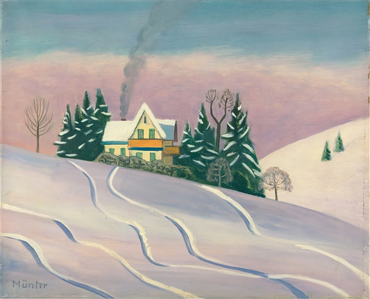 Gabriele Münter Framed Canvas Print: A Collector's Guide to Expressionist Masterpieces - WINTERLANDSCAPE IN BAVARIA 1950 by Gabriele Munter