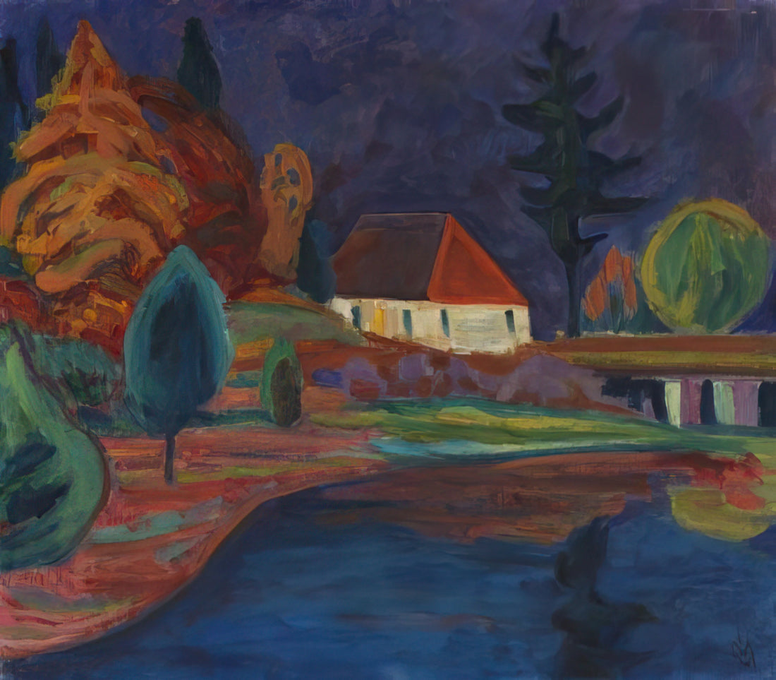 Gabriele Münter (1877-1962): The Visionary Expressionist Who Redefined Modern Art - LANDSCHAFT MIT HAUS IN OBERAU 1908 by Gabriele Munter