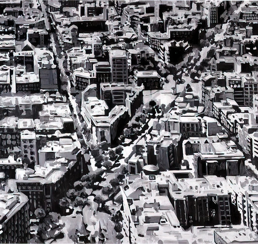 Gerhard Richter Canvas: The Master of Photorealism and Abstract Expressionism - TOWNSCAPE MADRID by Gerhard Richter